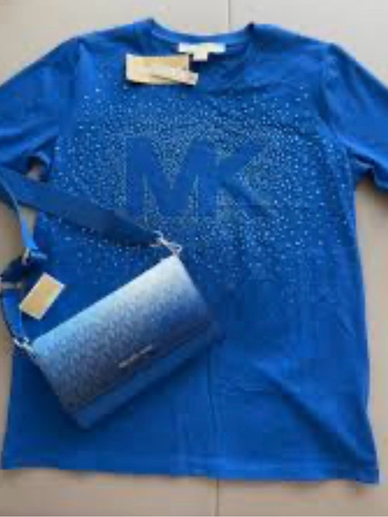 Michael Kors Tops - Michael Kors ladies Blue MK Logo short Sleeve Top